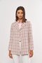 Casaco Feminino Xadrez Texturizado Rosa e Off White