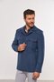 Casaco Masculino Curto de Lã com Bolsos Azul