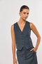 Colete Feminino Curto de Alfaiataria Premium Grafite