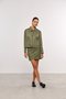 Jaqueta Curta de Efeito Suede com Bolsos Verde Militar