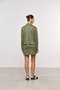 Jaqueta Curta de Efeito Suede com Bolsos Verde Militar